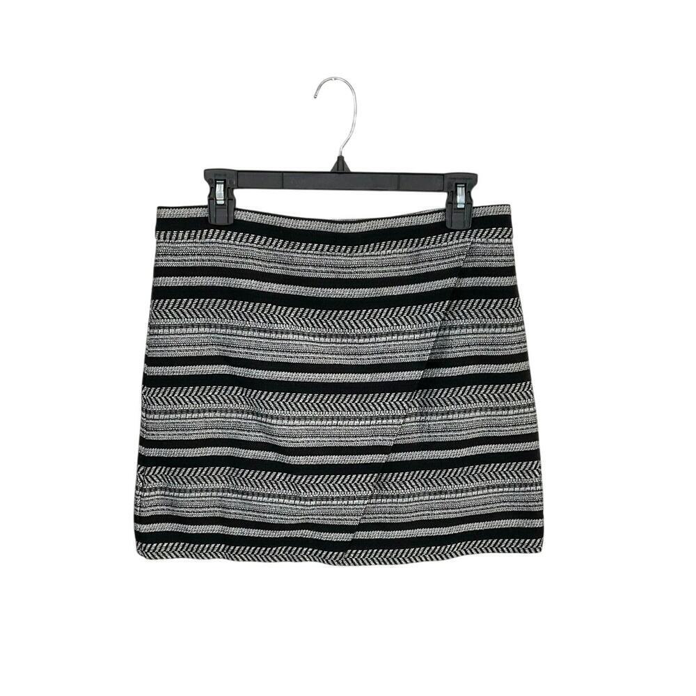 J.Crew Black White Faux Wrap Mini Skirt Striped Textured Size 6 Small